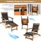 Costway 2PCS Patio Folding Rattan Lounge Chair Wood Frame Retractable Footrest